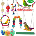 12-Piece Wood Bird Cage Toy Accessory Set