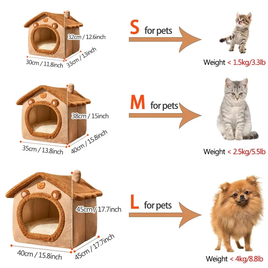 New Foldable Pet House Removable Washable Cat House Puppy Cave Sofa Pet Bed House for Extra Small Dogs and Small and Medium Cats