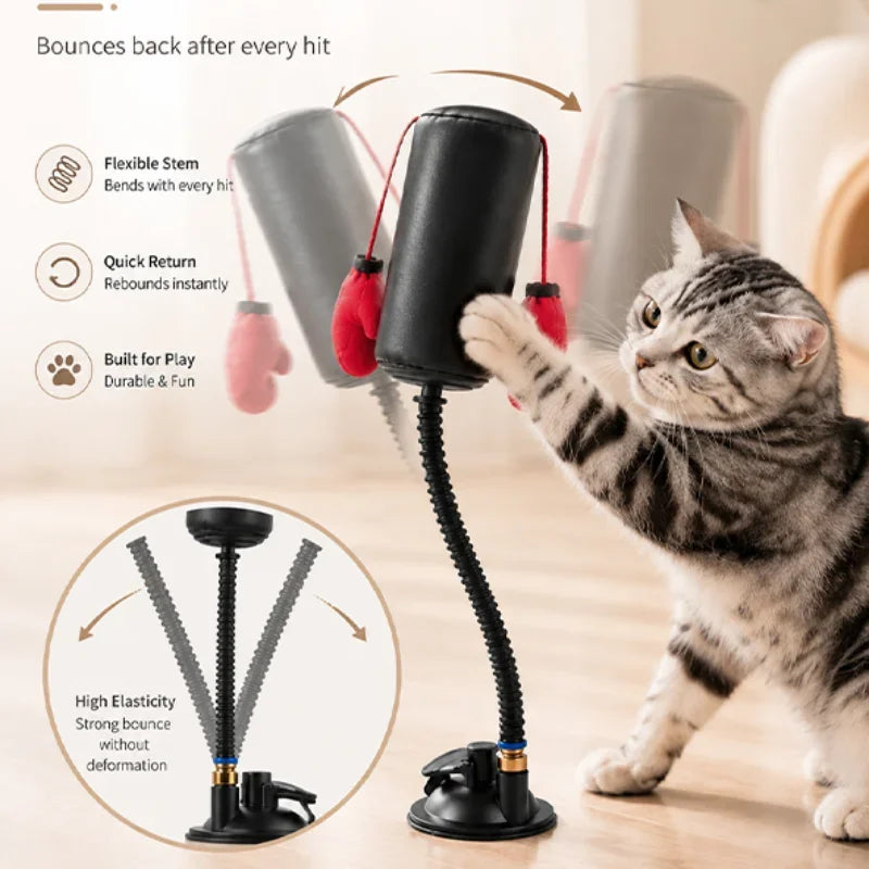 Spring-Mounted Boxing Toy for Cats