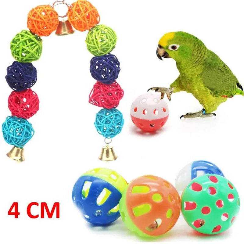 12-Piece Wood Bird Cage Toy Accessory Set