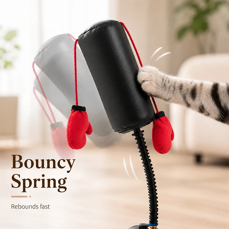 Spring-Mounted Boxing Toy for Cats