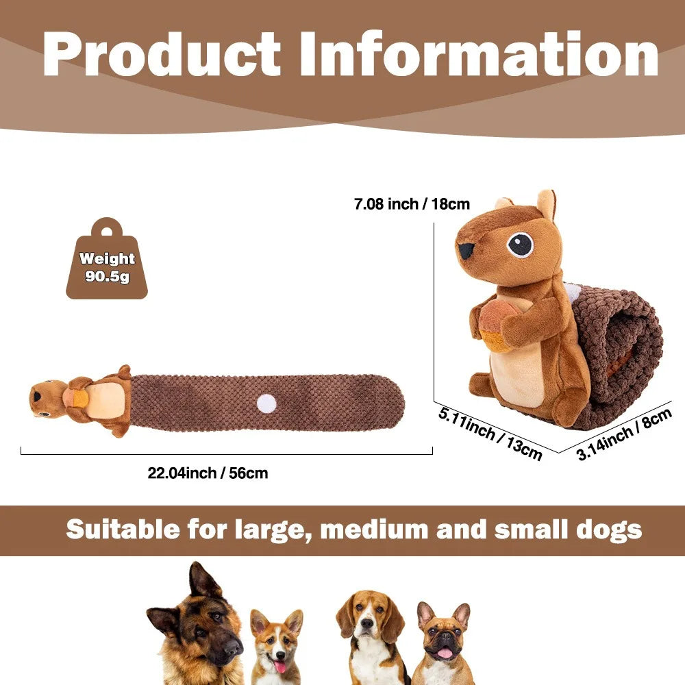 Squirrel Squeaky Snuffle Toy for Dogs