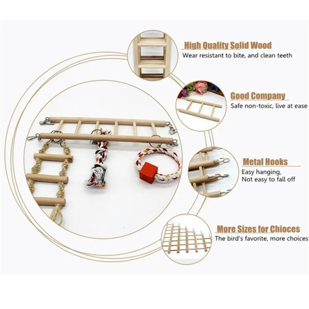 Wood Climbing Ladder for Bird Cages