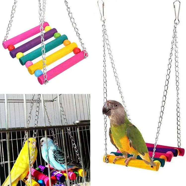 12-Piece Wood Bird Cage Toy Accessory Set